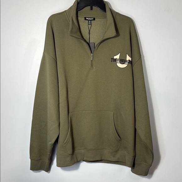 True Religion Sweatshirt Green  Quarter Zip in Size‎ XL  NWT - Picture 1 of 9